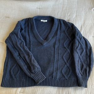Navy Madewell Knit Sweater V Neck